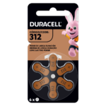 Pilas para audífonos Duracell, tamaño 312, paquete de 6